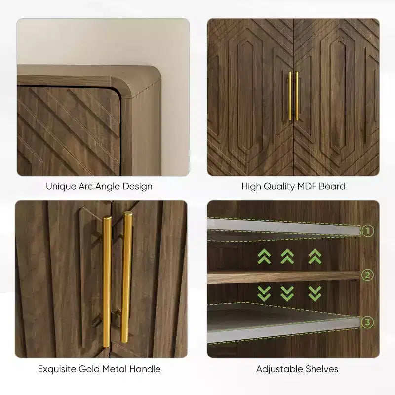 Aparador buffet tallado de 2 puertas con estante ajustable para sala de estar, entrada, cocina u oficina