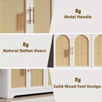 Aparador bufé de 59 pulgadas con 4 puertas de ratán, mesa consola moderna para sala de estar, cocina, comedor