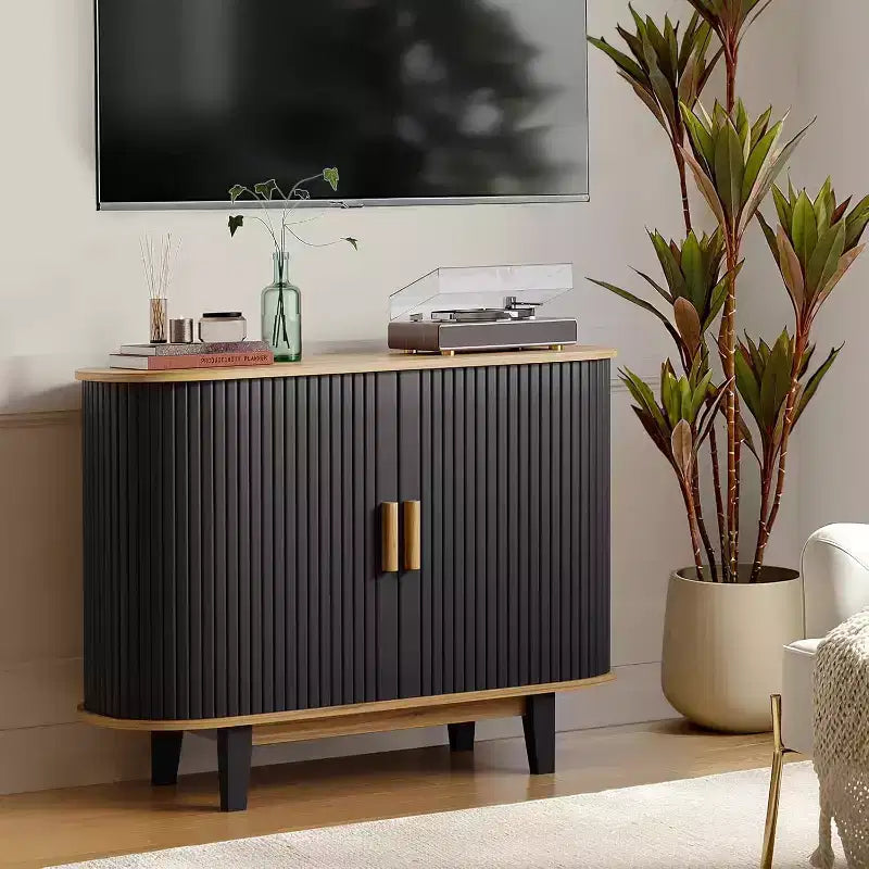40'' Fluted Sideboard Buffer Cabinet with Sliding Door and Adjustable Shelf, Modern Storage Cabinets, Bar Console Table for Dining Room Kitchen