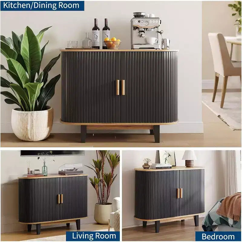 Aparador de 40'' con puerta corredera y estante ajustable, armarios de almacenamiento modernos, mesa de consola de bar para comedor y cocina
