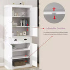 Despensa de cocina blanca independiente de 71 pulgadas, 4 puertas, 1 cajón, 2 estantes ajustables