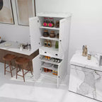 Despensa de cocina blanca independiente de 71 pulgadas, 4 puertas, 1 cajón, 2 estantes ajustables