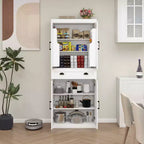 Alacena de cocina blanca de 71", 4 puertas (2 con estantes), 1 cajón, 2 estantes ajustables