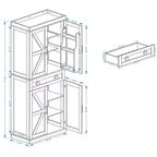 Alacena de cocina blanca de 71", 4 puertas (2 con estantes), 1 cajón, 2 estantes ajustables