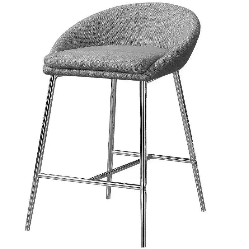 Juego de 2 taburetes de barra, sillas de bar contemporáneas con estructura de metal cromado, asientos tapizados modernos a la altura de la encimera para isla de cocina