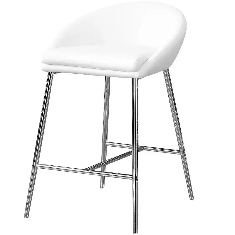 Juego de 2 taburetes de barra, sillas de bar contemporáneas con estructura de metal cromado, asientos tapizados modernos a la altura de la encimera para isla de cocina