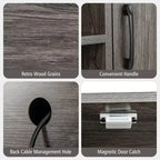 Aparador de bufé con tomas de corriente y puertos USB, estantes para bebidas y almacenamiento, rústico