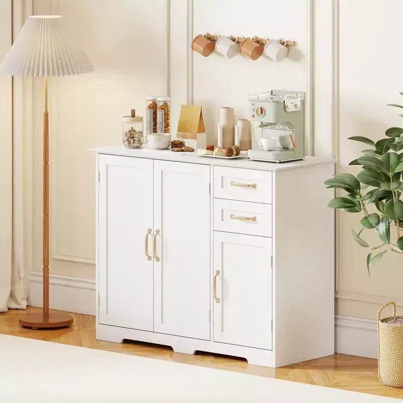Aparador bufé de 40 pulgadas, gabinete de almacenamiento de cocina moderno con 2 cajones