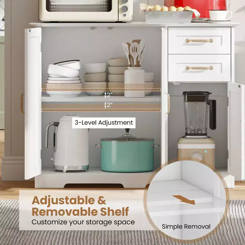 Aparador bufé de 40 pulgadas, gabinete de almacenamiento de cocina moderno con 2 cajones