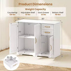 Aparador bufé de 40 pulgadas, gabinete de almacenamiento de cocina moderno con 2 cajones