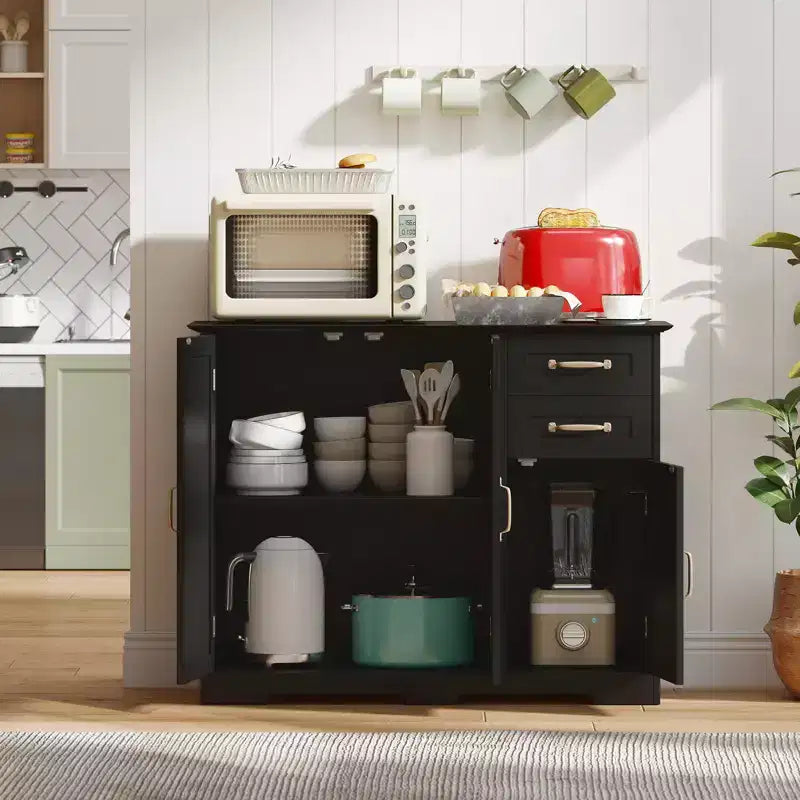 Aparador bufé de 40 pulgadas, gabinete de almacenamiento de cocina moderno con 2 cajones