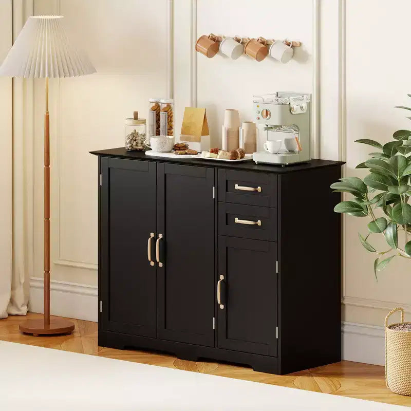 Aparador bufé de 40 pulgadas, gabinete de almacenamiento de cocina moderno con 2 cajones