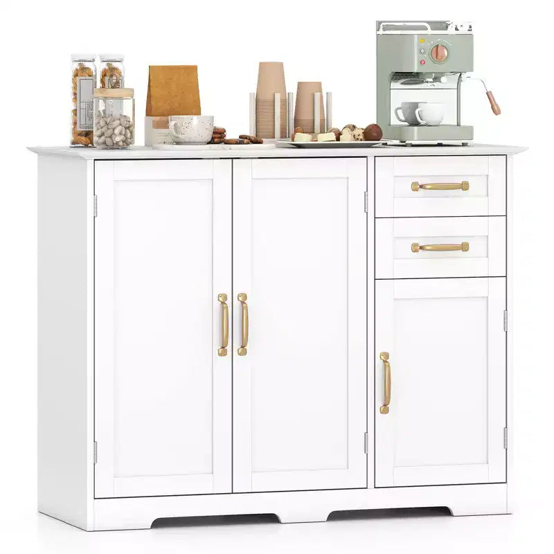 Aparador bufé de 40 pulgadas, gabinete de almacenamiento de cocina moderno con 2 cajones