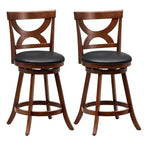 Costway 2pcs 24 Bar Stools 360 Swivel Counter Height w/ PVC Leather Cushioned Seat