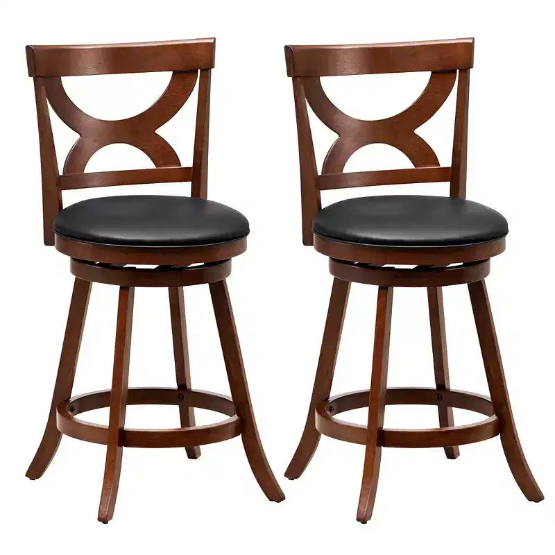 Costway 2pcs 24 Bar Stools 360 Swivel Counter Height w/ PVC Leather Cushioned Seat