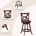 2 taburetes de bar de 24 pulgadas, giratorios 360 grados, altura de mostrador con asiento acolchado de piel de PVC