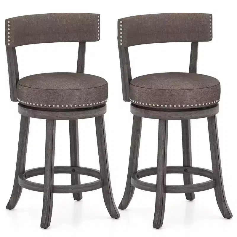 Costway 26 Counter Height Chairs Set of 2 w/ 360 Swivel Seat Back & Cushioned Seat