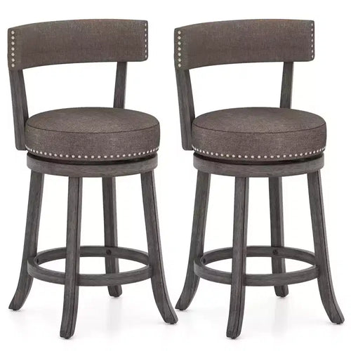 Costway 26 Counter Height Chairs Set of 2 w/ 360 Swivel Seat Back & Cushioned Seat