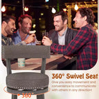 Juego de 2 sillas de 66 cm de altura de mostrador con asiento giratorio de 360 grados, respaldo y asiento acolchado