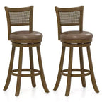 Costway Set of 2 Bar Stools 30 Swivel Bar Chairs w/ PE Rattan Backrest Bar Height