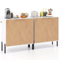 Costway 2PCS 2-Door Buffet Cabinet Sideboard Cabinet w/ Shelf Metal Legs&Anti-Tipping Kits