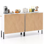 Costway 2PCS 2-Door Buffet Cabinet Sideboard Cabinet w/ Shelf Metal Legs&Anti-Tipping Kits