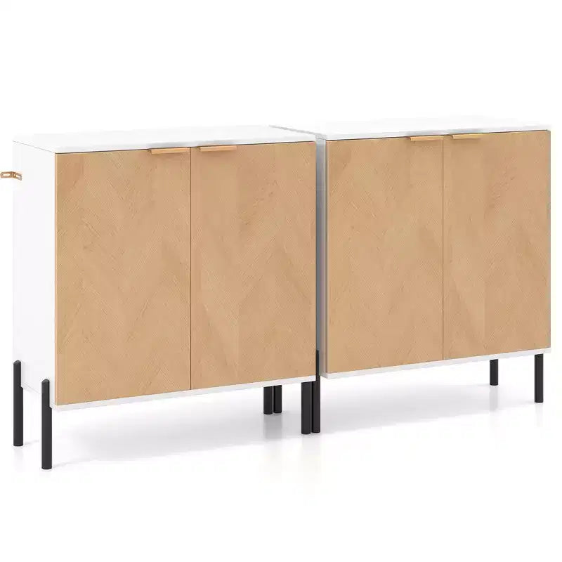 Mueble Buffet de 2 Puertas con Estante, Patas de Metal y Kits Antivuelco