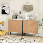 Mueble Buffet de 2 Puertas con Estante, Patas de Metal y Kits Antivuelco