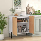 Mueble Buffet de 2 Puertas con Estante, Patas de Metal y Kits Antivuelco