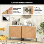 Mueble Buffet de 2 Puertas con Estante, Patas de Metal y Kits Antivuelco