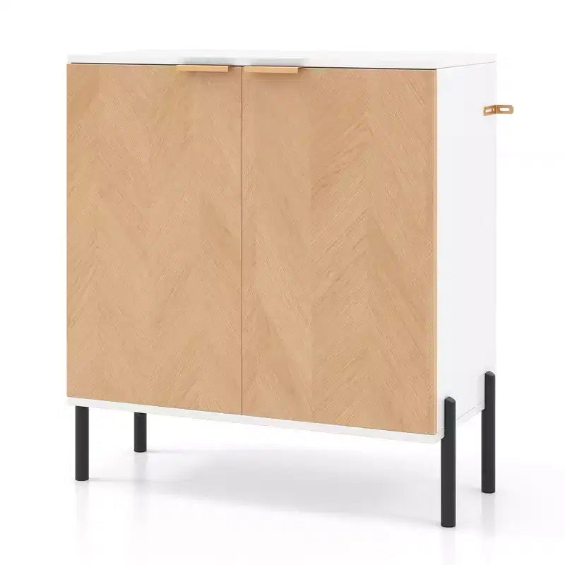 Aparador de 2 puertas con estante, patas de metal y kits antivuelco