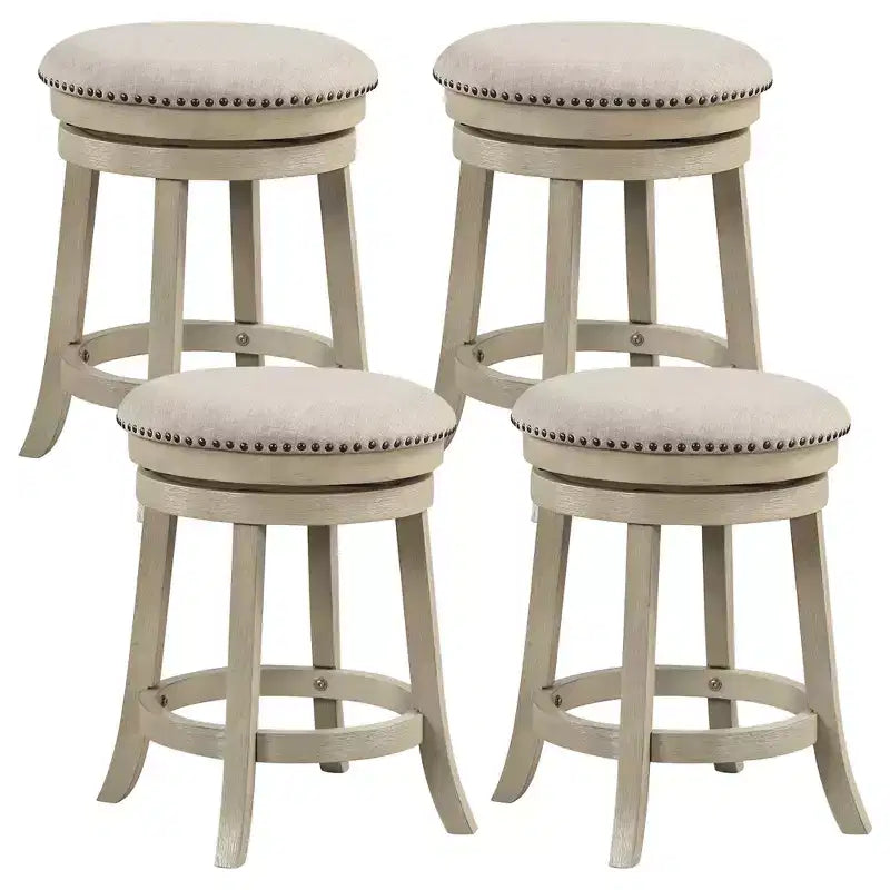 Costway 24 Swivel Bar Stools Set of 4 Round Counter Height Barstools w/ Wooden Frame