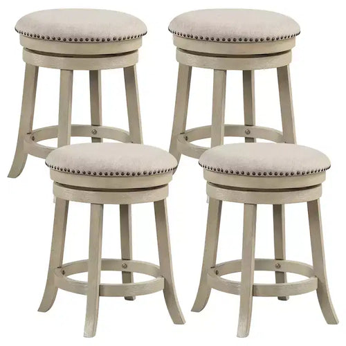 Costway 24 Swivel Bar Stools Set of 4 Round Counter Height Barstools w/ Wooden Frame