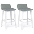 Costway 29 Upholstered Barstools w/ Low Back Footrest & Wood Legs for Kitchen Island