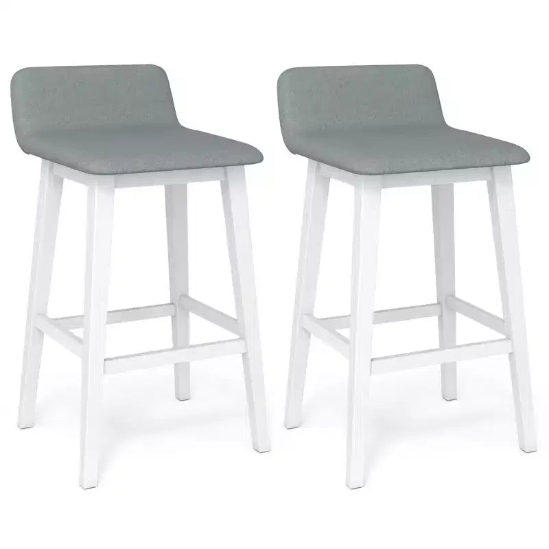 Costway 29 Upholstered Barstools w/ Low Back Footrest & Wood Legs for Kitchen Island