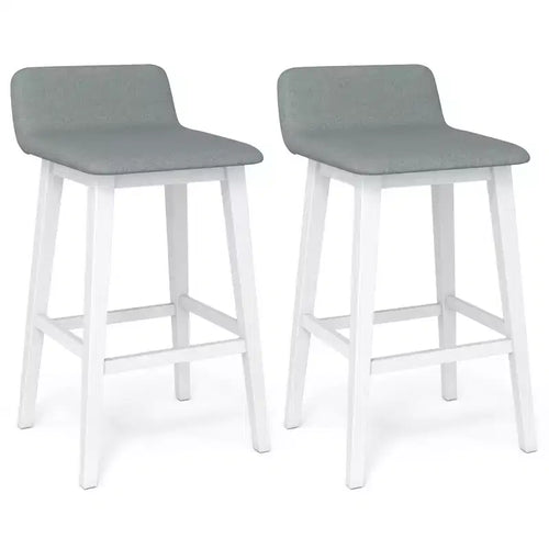 Costway 29 Upholstered Barstools w/ Low Back Footrest & Wood Legs for Kitchen Island