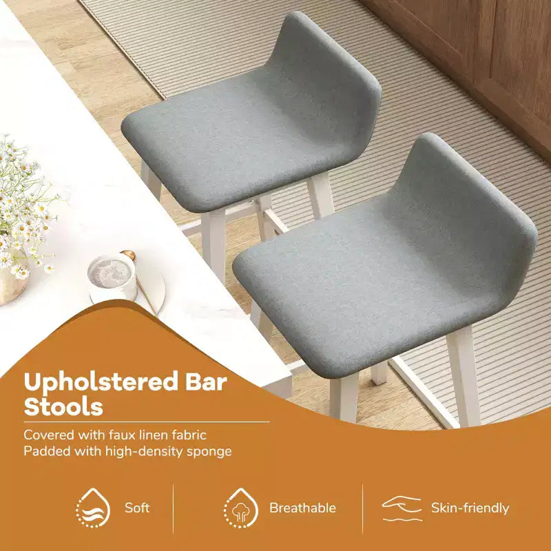 29 taburetes tapizados con respaldo bajo, reposapiés y patas de madera para isla de cocina