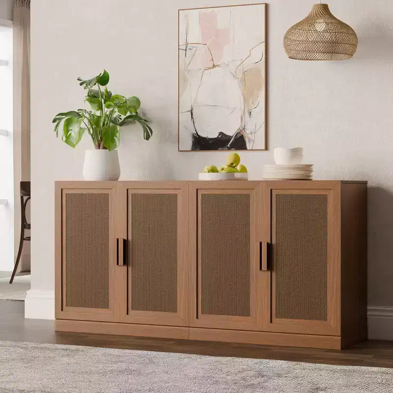 Dovelina Adjustable Hinges Cable Management! Black Sideboard Solves Storage Pain Points