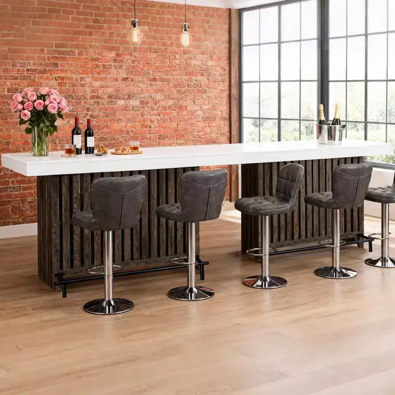 Barra de bar grande de 63", mesa de pub de 2 niveles para isla de cocina con altura de minibar y reposapiés, mesa de pub moderna para comedor, bistró, sala de estar