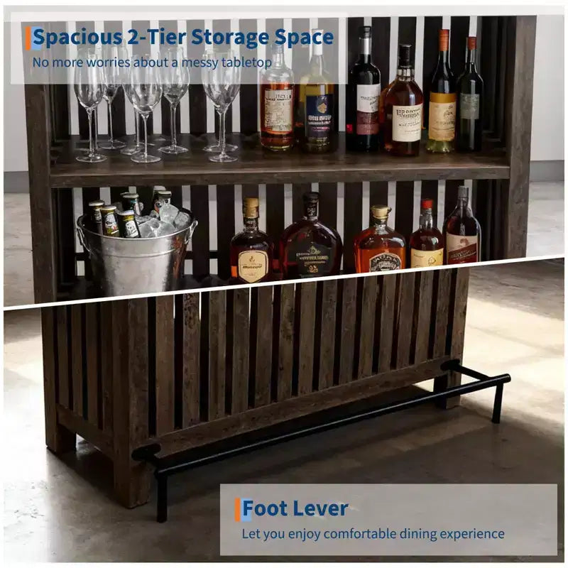 Barra de bar grande de 63", mesa de pub de 2 niveles para isla de cocina con altura de minibar y reposapiés, mesa de pub moderna para comedor, bistró, sala de estar