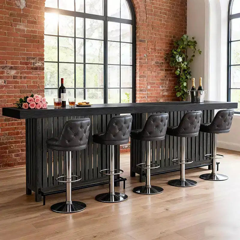 Barra de bar grande de 63", mesa de pub de 2 niveles para isla de cocina con altura de minibar y reposapiés, mesa de pub moderna para comedor, bistró, sala de estar