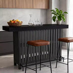 Barra de bar grande de 63", mesa de pub de 2 niveles para isla de cocina con altura de minibar y reposapiés, mesa de pub moderna para comedor, bistró, sala de estar