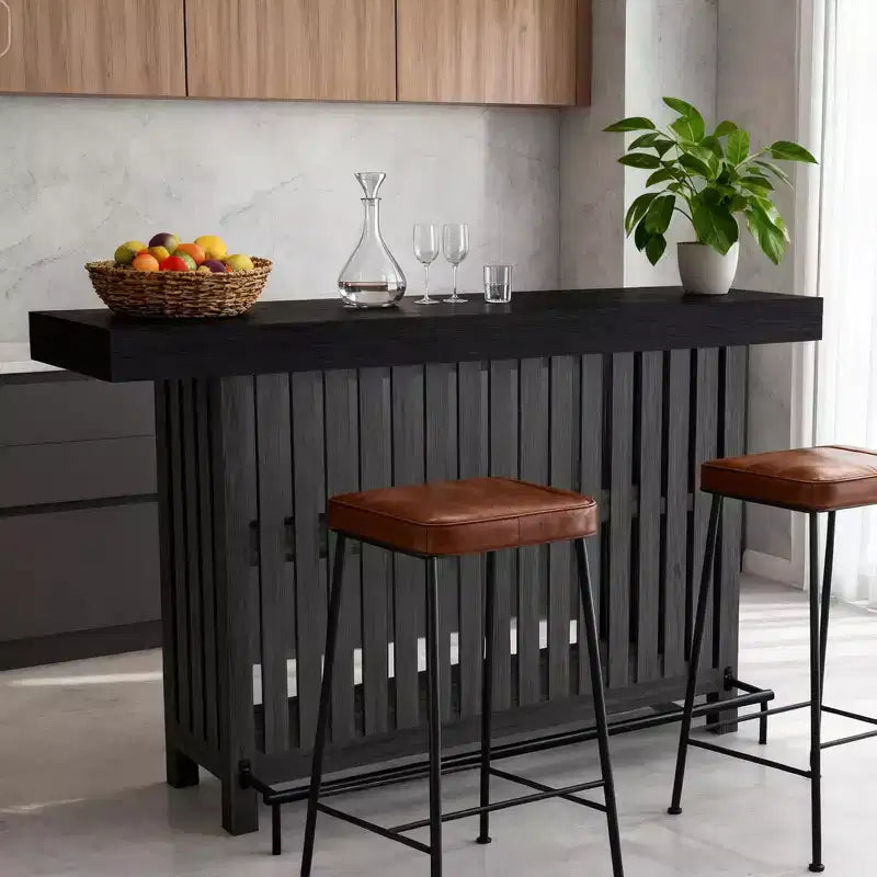 Barra de bar grande de 63", mesa de pub de 2 niveles para isla de cocina con altura de minibar y reposapiés, mesa de pub moderna para comedor, bistró, sala de estar