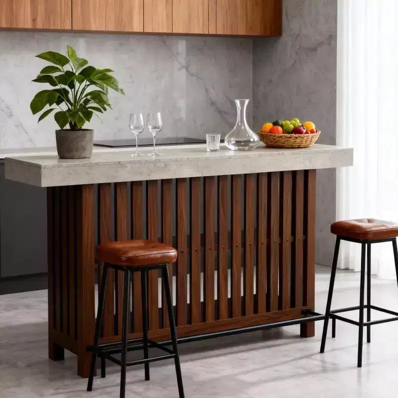 Barra de bar grande de 63", mesa de pub de 2 niveles para isla de cocina con altura de minibar y reposapiés, mesa de pub moderna para comedor, bistró, sala de estar