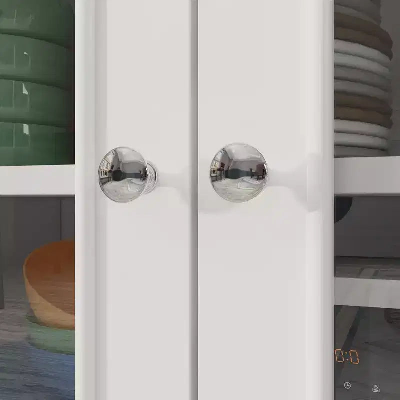 Aparador para comedor con bufé, 3 cajones y 4 puertas de cristal, organizador para cocina y comedor, despensa para guardar vajilla