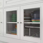 Aparador para comedor con bufé, 3 cajones y 4 puertas de cristal, organizador para cocina y comedor, despensa para guardar vajilla