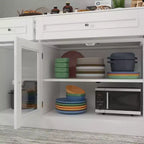 Aparador para comedor con bufé, 3 cajones y 4 puertas de cristal, organizador para cocina y comedor, despensa para guardar vajilla