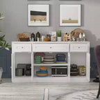 Aparador para comedor con bufé, 3 cajones y 4 puertas de cristal, organizador para cocina y comedor, despensa para guardar vajilla