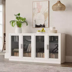 Aparador de 3 cuerpos con puertas de cristal y estantes ajustables - 93Lx31H