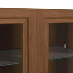 Aparador de 3 cuerpos con puertas de cristal y estantes ajustables - 93Lx31H